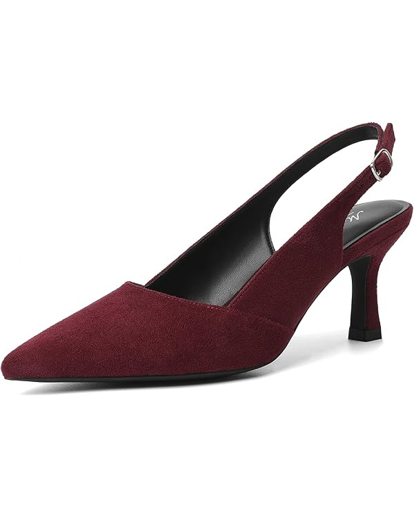 Mostrin Kitten Heels for Women Slingback Pointed Closed Toe Heels Women's Pumps Shoes for Wedding... | Amazon (US)
