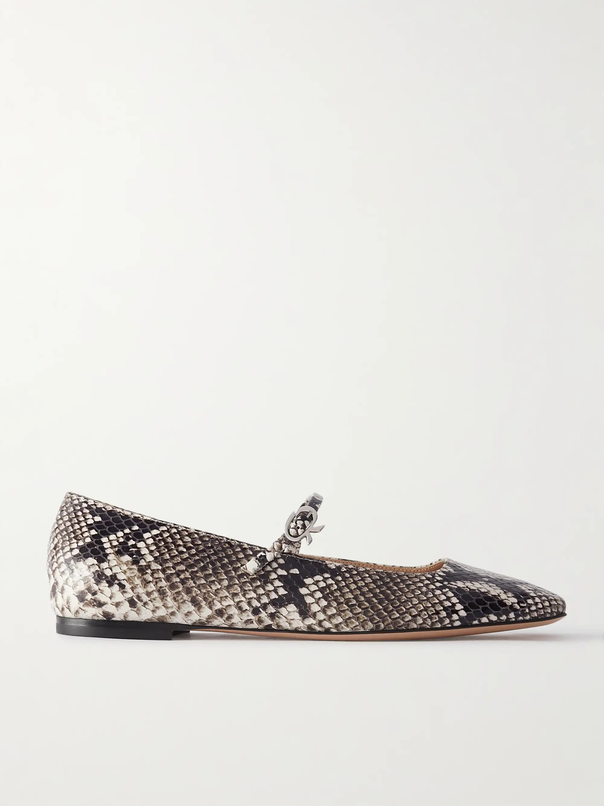 Borneo snake-effect leather Mary Jane flats | NET-A-PORTER (US)