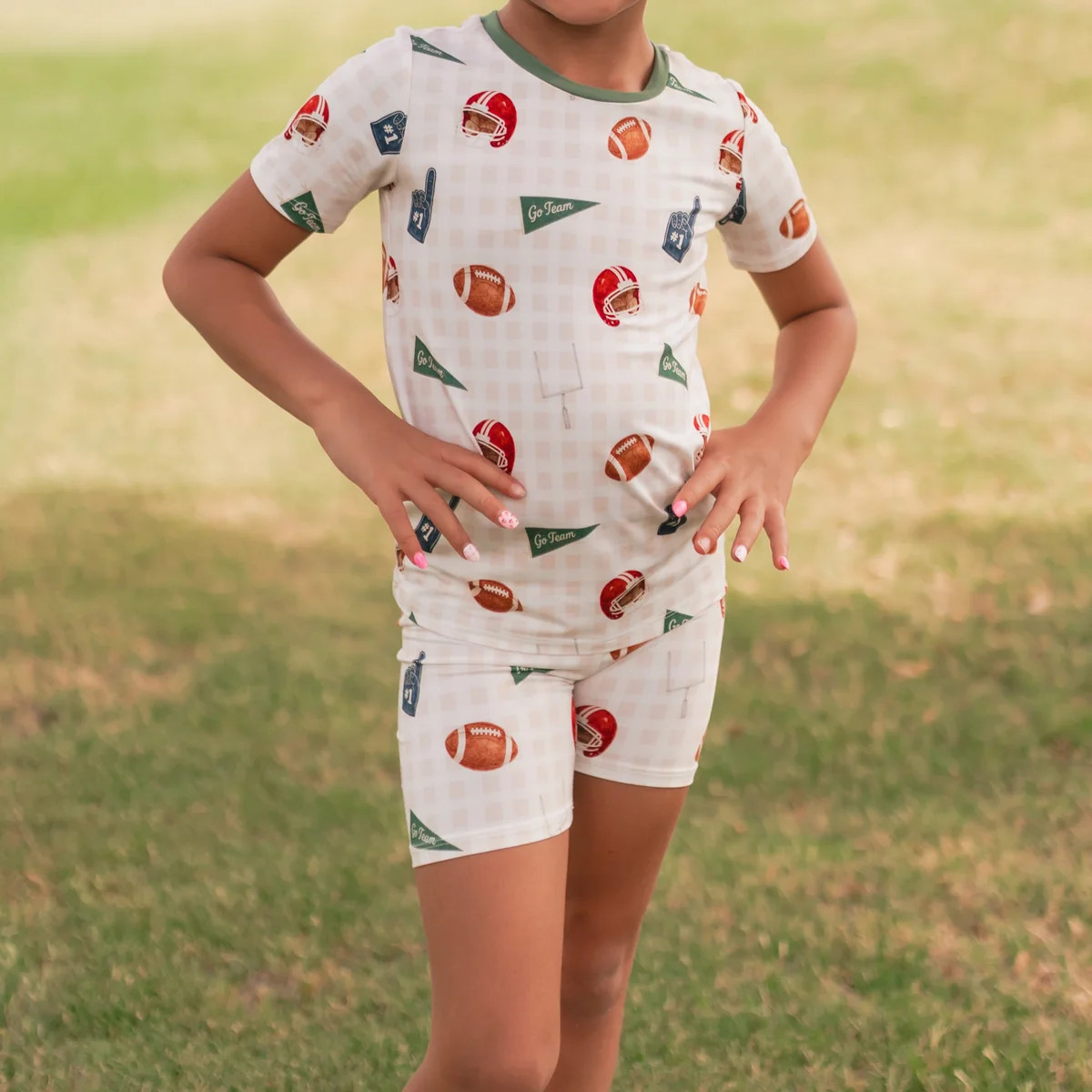 Youth Pajama short sleeve and shorts in Football | Silks Design