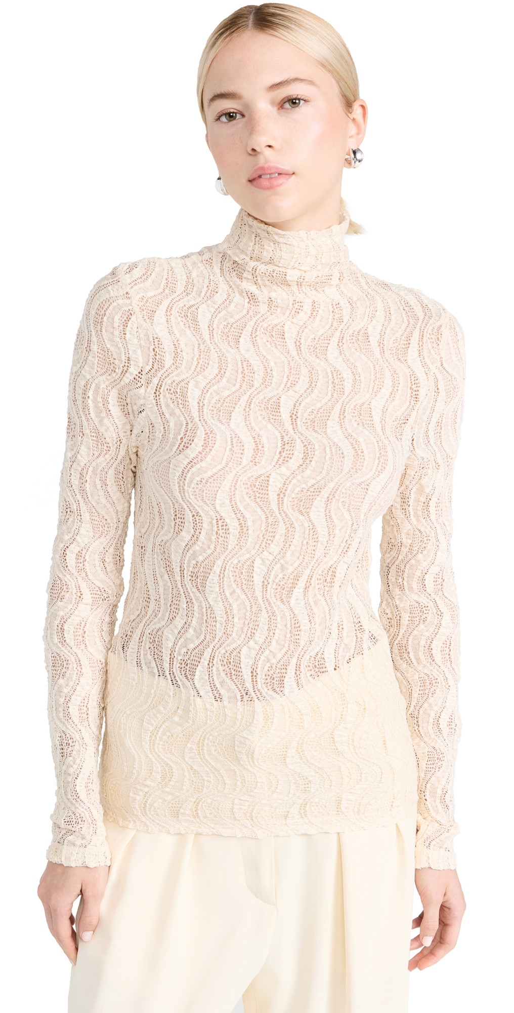 Róhe Lace Turtleneck Top | Shopbop