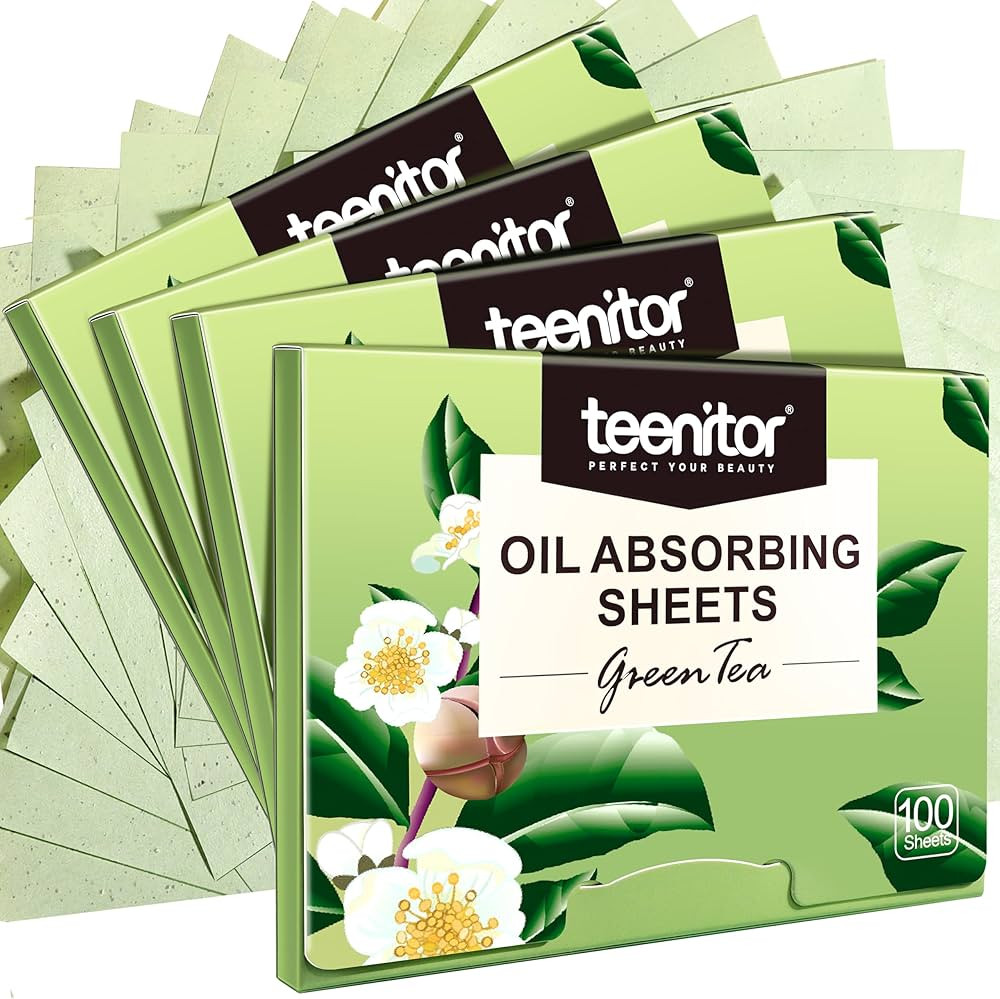 Teenitor Oil Blotting Sheets for Face, 400 Sheets Green Tea Oil Absorbing Sheets Blotting Paper f... | Amazon (US)