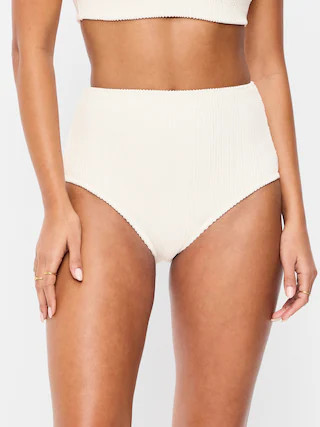 High-Waisted Ribbed Bikini Swim Bottoms | Old Navy (US)