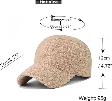 Winter Baseball Cap for Women Lamb Wool Solid Color Warm Baseball Cap for Outdoor Travel | Amazon (US)