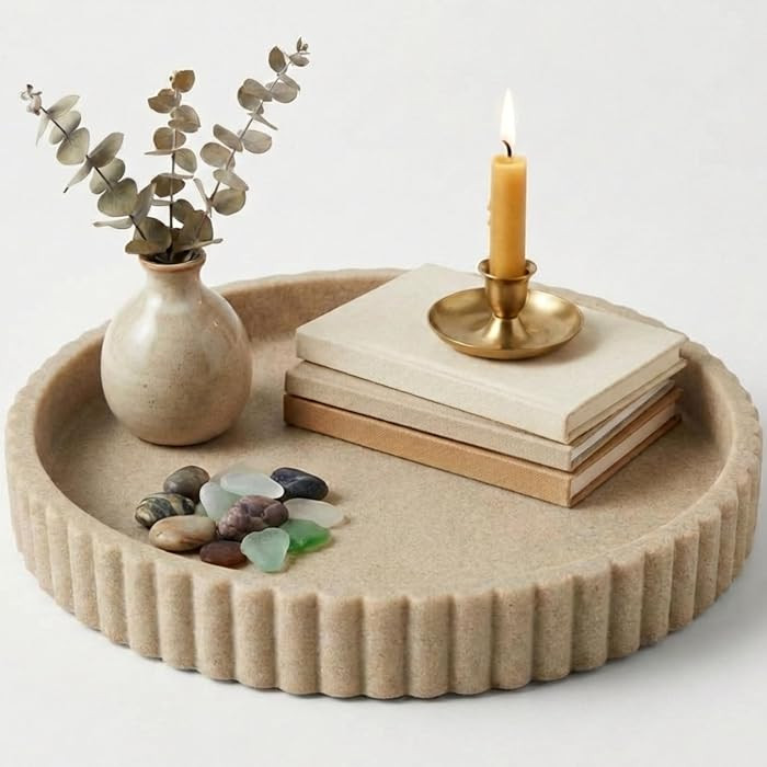 OAKOA Round Decorative Tray Coffee Table Tray - Resin Circle Tray Decor | Amazon (US)