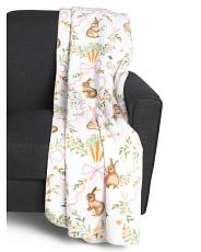 Bunny Blossoms Whipstitch Reversible Throw | TJ Maxx
