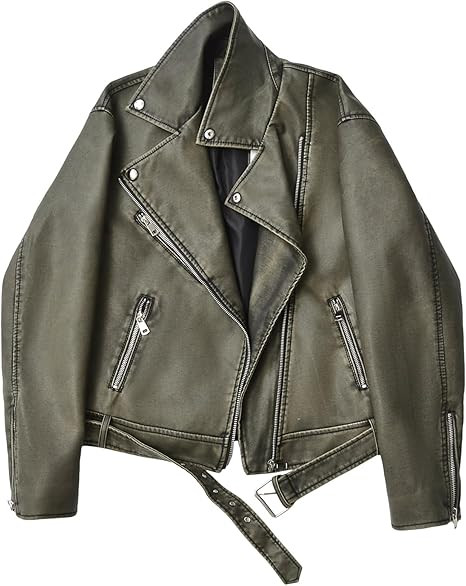 LY VAREY LIN Women Faux Leather Jacket Lapel Collar Motorcycle Zip Up Long Sleeve Motor Biker Sho... | Amazon (US)