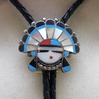 Vintage Sterling & Stone Zuni Sun Face Chiefs Head Bolo Tie | Etsy (US)