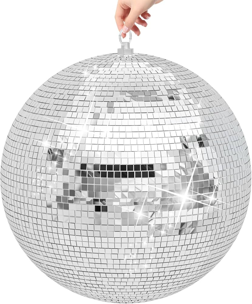 20 Inch Large Disco Ball Mirror Ball Christmas Decoration, Hanging Silver Color Big Disco Ball De... | Amazon (US)