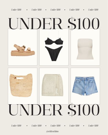 Under $100!! So many of these finds are on sale for Memorial Day weekend! 

Swimsuit 
Bikini
Denim  shorts 
Jean shorts 
Beach bag 
Sandals 

#LTKStyleTip #LTKSwim #LTKSaleAlert