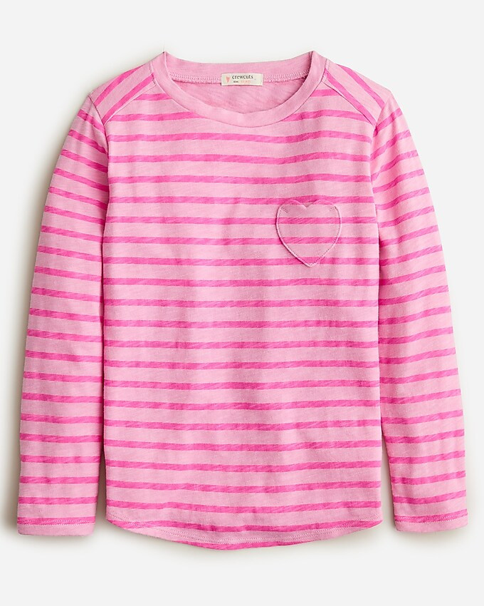 Girls' printed long-sleeve heart-pocket T-shirt | J. Crew US