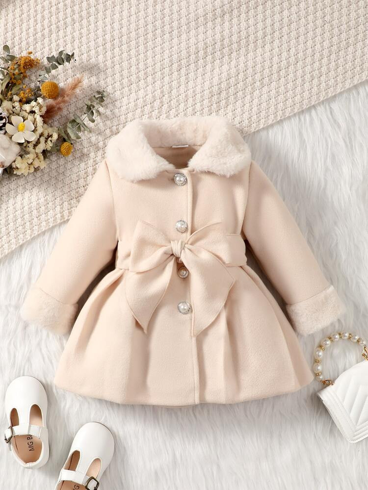Baby Borg Collar Belted Coat | SHEIN