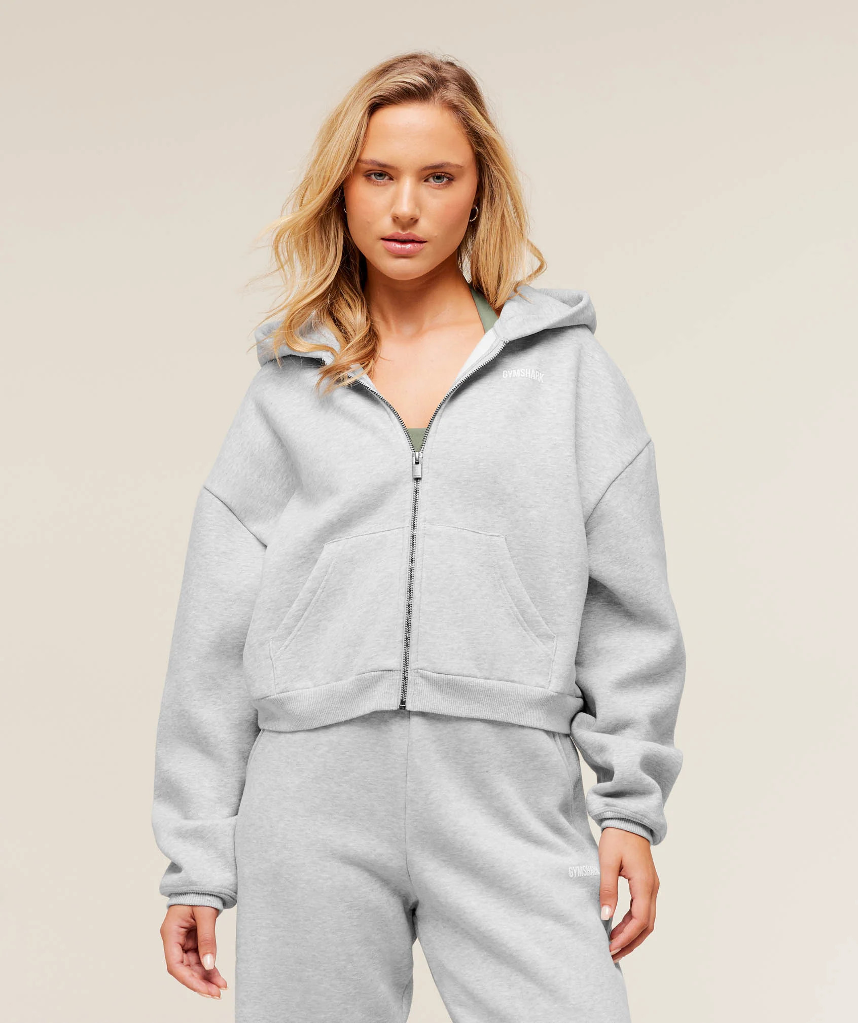 Gymshark Cosy Luxe Zip Through Hoodie - Soft Grey Marl | Gymshark US