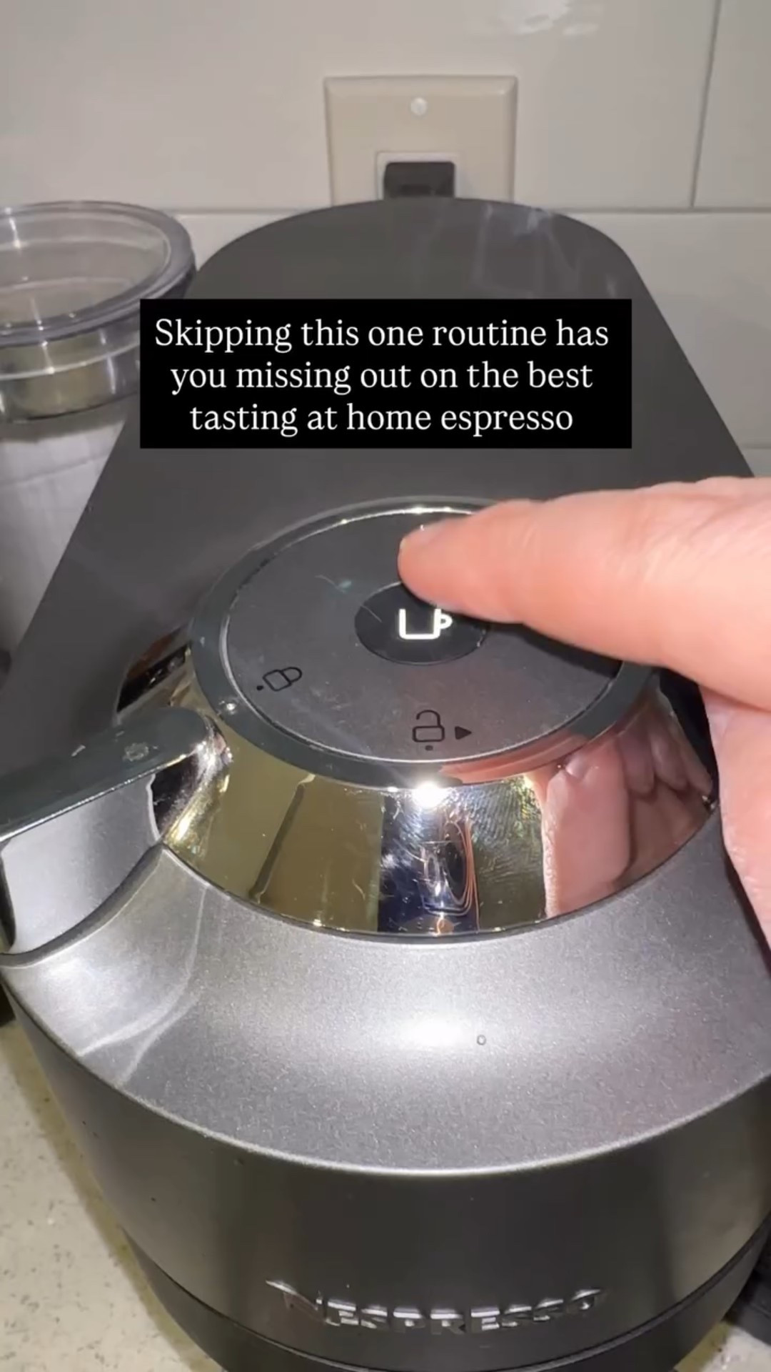 Be honest… When was the last time you did this with your Nespresso? 👀 

HOW TO CLEAN YOUR NESPRESSO VERTUO POP+

1. Fill the water tank

2. Empty your used capsules container (and ensure there’s no capsule loaded)

3. Place a large container under the spout (I use a 4L glass measuring cup)

4. Press the brew button THREE times within 2 seconds

5. Let the cycle run until finished (repeat again if you haven’t done it in awhile and continue WEEKLY for the best tasting espresso

#nespressovertuo #nespressomoments