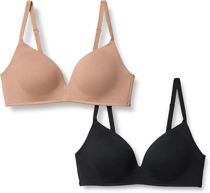 Amazon Essentials Women's Cotton Jersey Lined Plunge Bralette, Pack of 2 | Amazon (US)