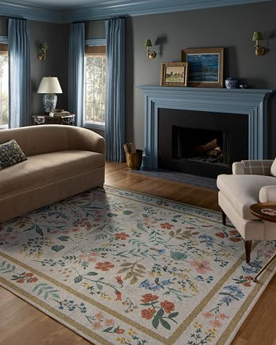 Loloi Rifle Paper Co. Wildwood Collection WWLD-01 Cream 7'-6" x 9'-6" Area Rug | Amazon (US)