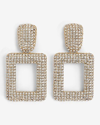 Rhinestone Square Doorknocker Drop Earrings | Express