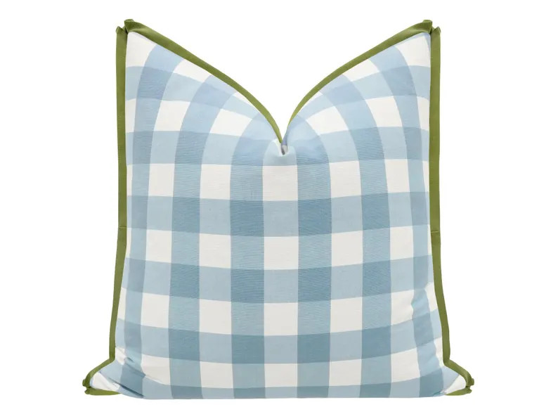 Charleston Check // Powder Blue with Butterfly Flange | flange pillow | designer pillow | buffalo... | Etsy (Global)