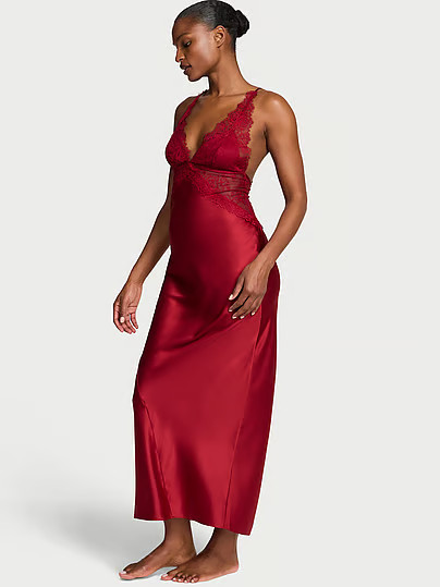 Very Sexy Satin Rose Lace Long Slip Dress, Red, S - Women's Slips - Victoria's Secret | Victoria's Secret (US / CA )