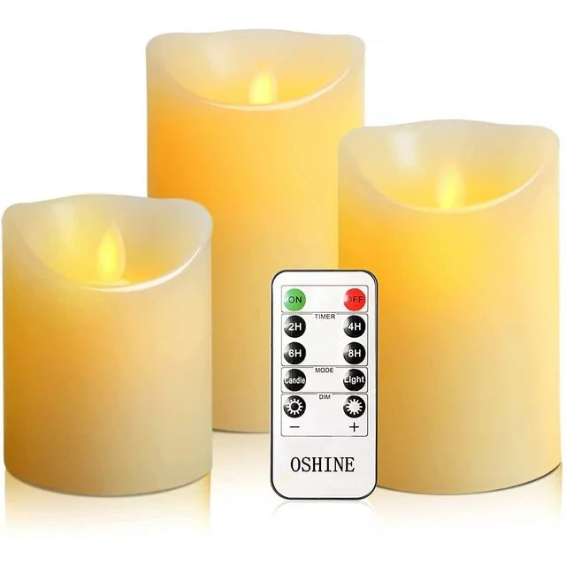 OSHINE Flameless Candles LED Lights Battery Candles 3-pack Moving Wick True Wax Electric Pillar C... | Walmart (US)
