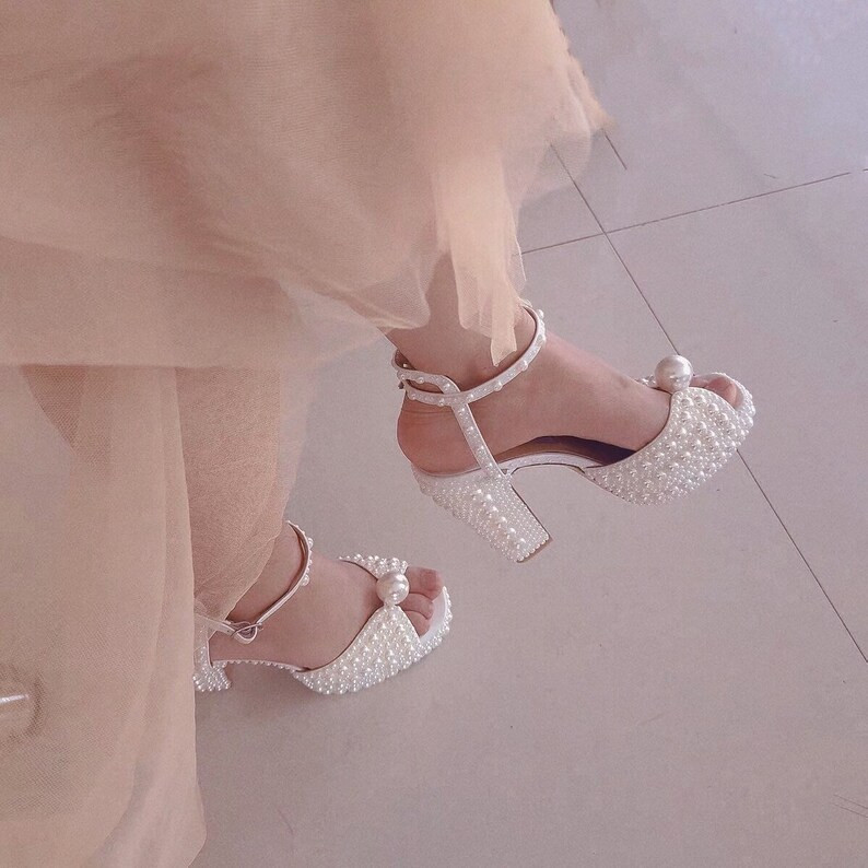 Handmadeweddingpearlplateau I Pearlheels I Pearlshoes I - Etsy | Etsy (US)