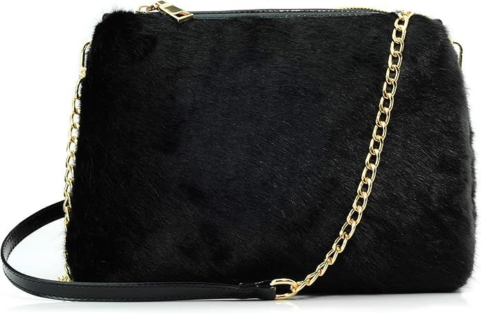 HOXIS Faux Fur Furry Crossbody Shoulder Handbag Clutch Purse | Amazon (US)