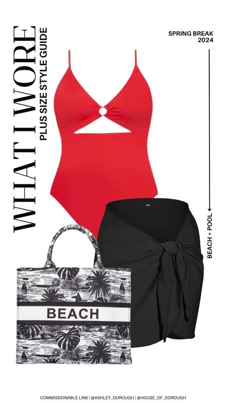 What I Wore: Spring Break 2024! Here's one of the looks I wore at the beach/pool! Red swimsuit from Walmart (2X), it is easily a favorite right now! The coverup is old, so I linked some similar ones! 

#LTKSeasonal #LTKswim #LTKplussize
