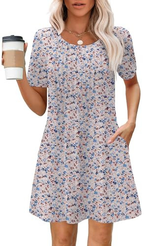 Summer Dresses for Women 2026 Casual Spring Midi Boho Dress Fashion Elegant Classy Beach Vacation Clothes Pink Flower Large | Amazon (US)