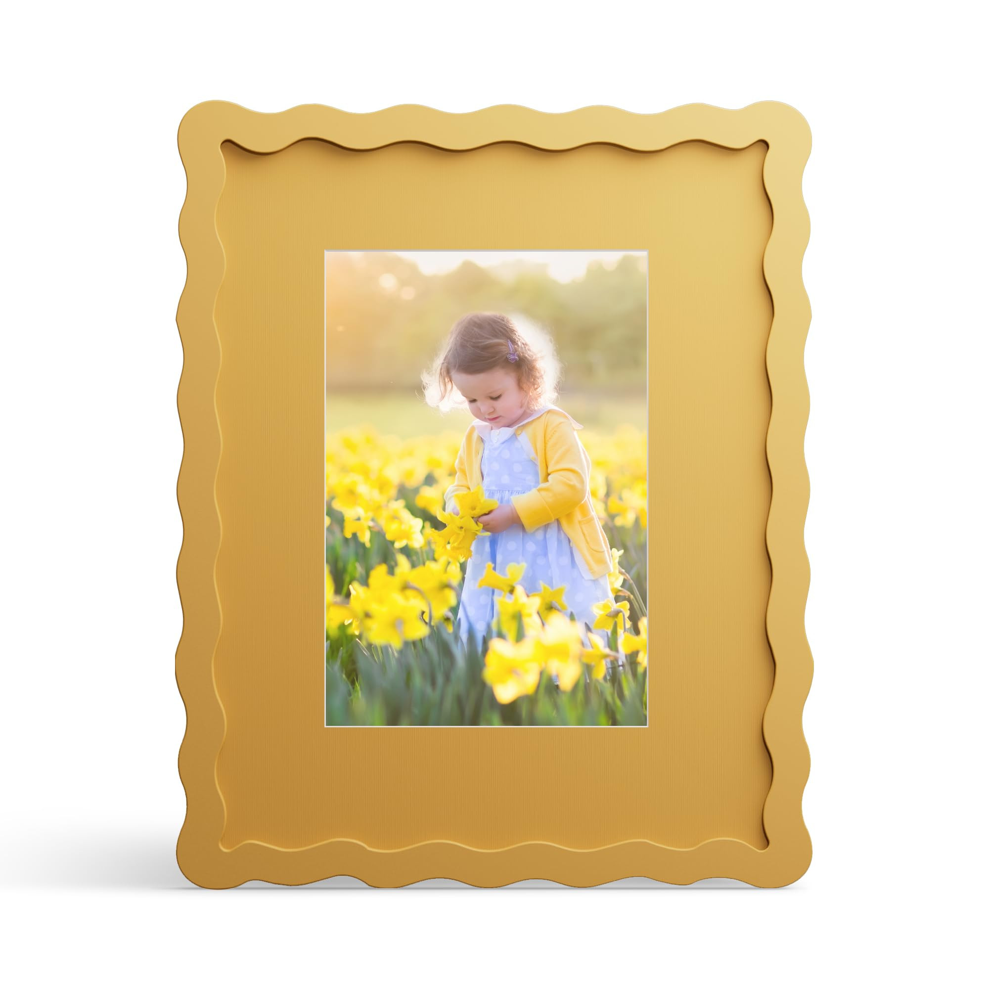 8x10 Picture Frame with Mat for 5x7, Wavy Edge Wooden Real Glass Photo Frame for Tabletop and Wal... | Amazon (US)
