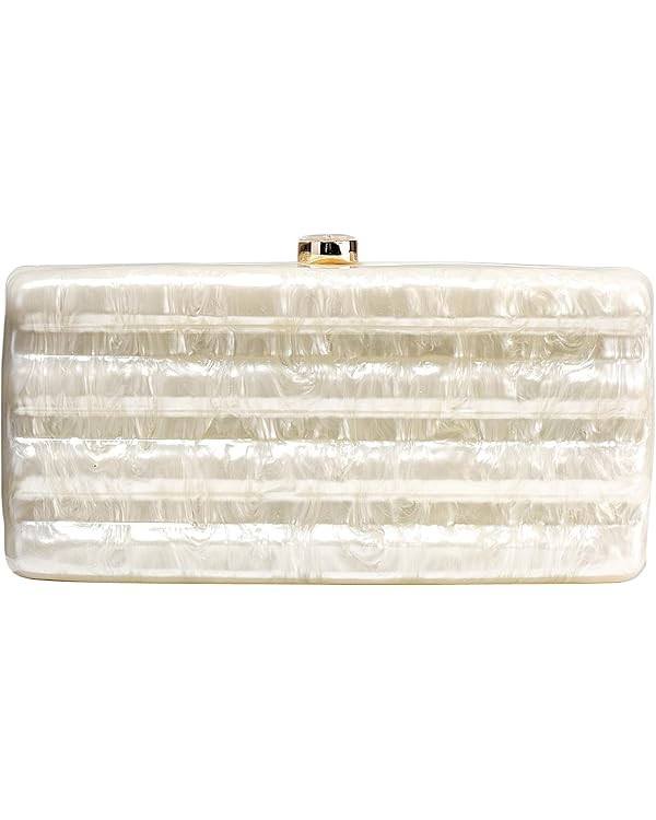 Women Acrylic Clutch Purse Marbled Evening Shoulder Bag for Wedding Cocktail Party Prom | Amazon (US)