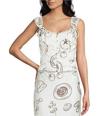 Bailey Rose V-Neck Sleeveless Pasta Print Coordinating Top - XS | Dillard's