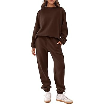 ANRABESS Women's Two Piece Outfits Sweatsuit Lounge Set Long Sleeve Crewneck Sweatshirt Jogger Pa... | Amazon (US)