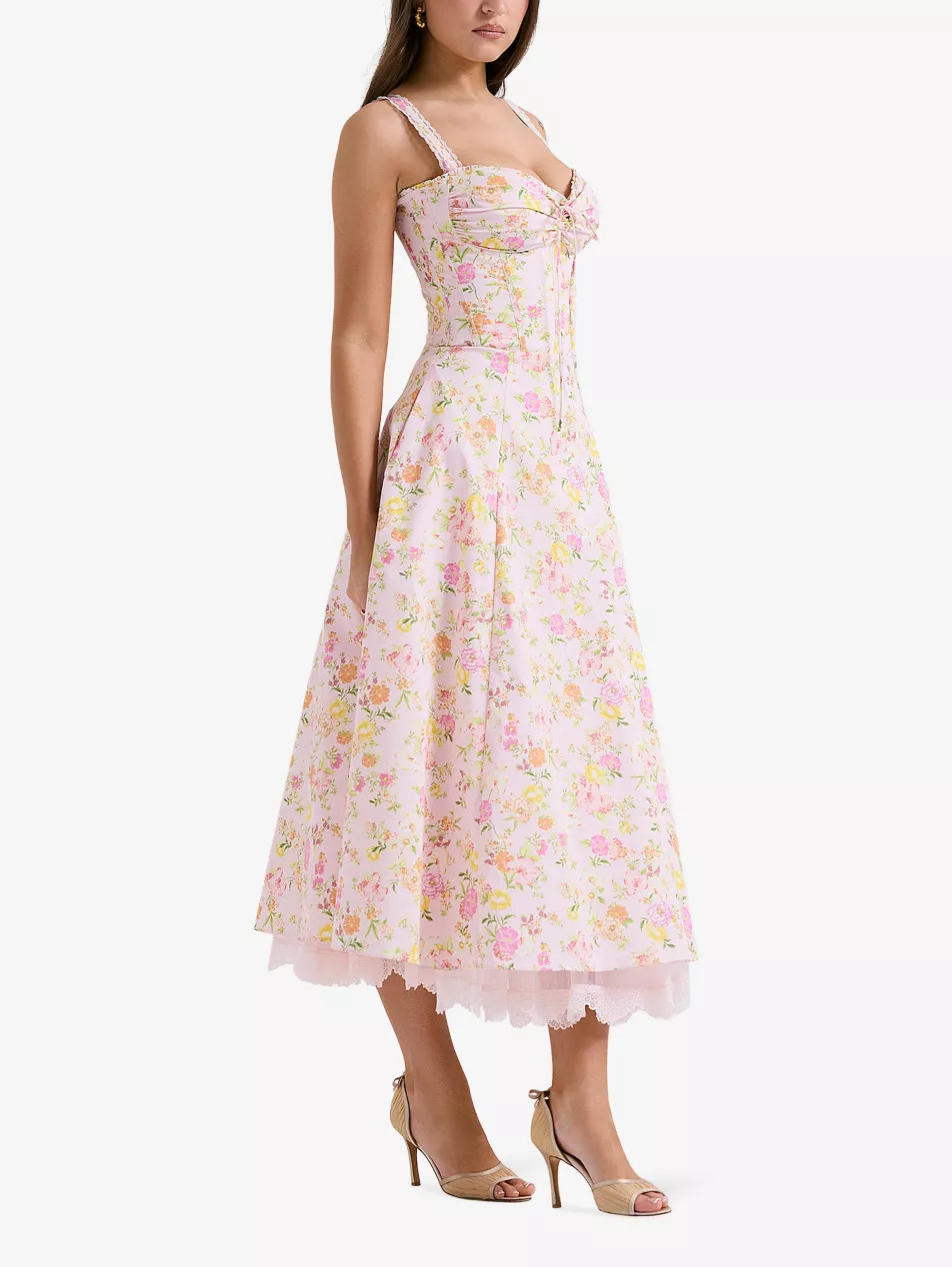 Rosalee floral-print stretch cotton-blend midi dress | Selfridges