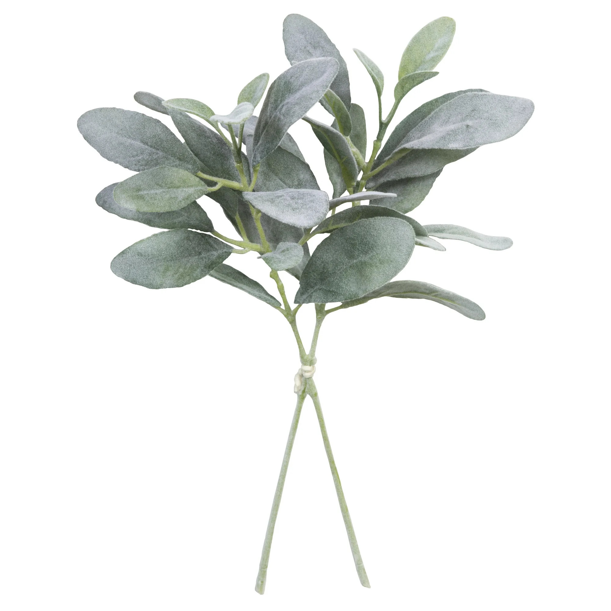 Mainstays Set of 2 Lamb's Ear Short Stem, Solid, Flocked Green, 15" | Walmart (US)