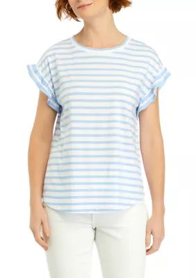 Crown & Ivy™ Women's Ruffle Stripe Top | Belk