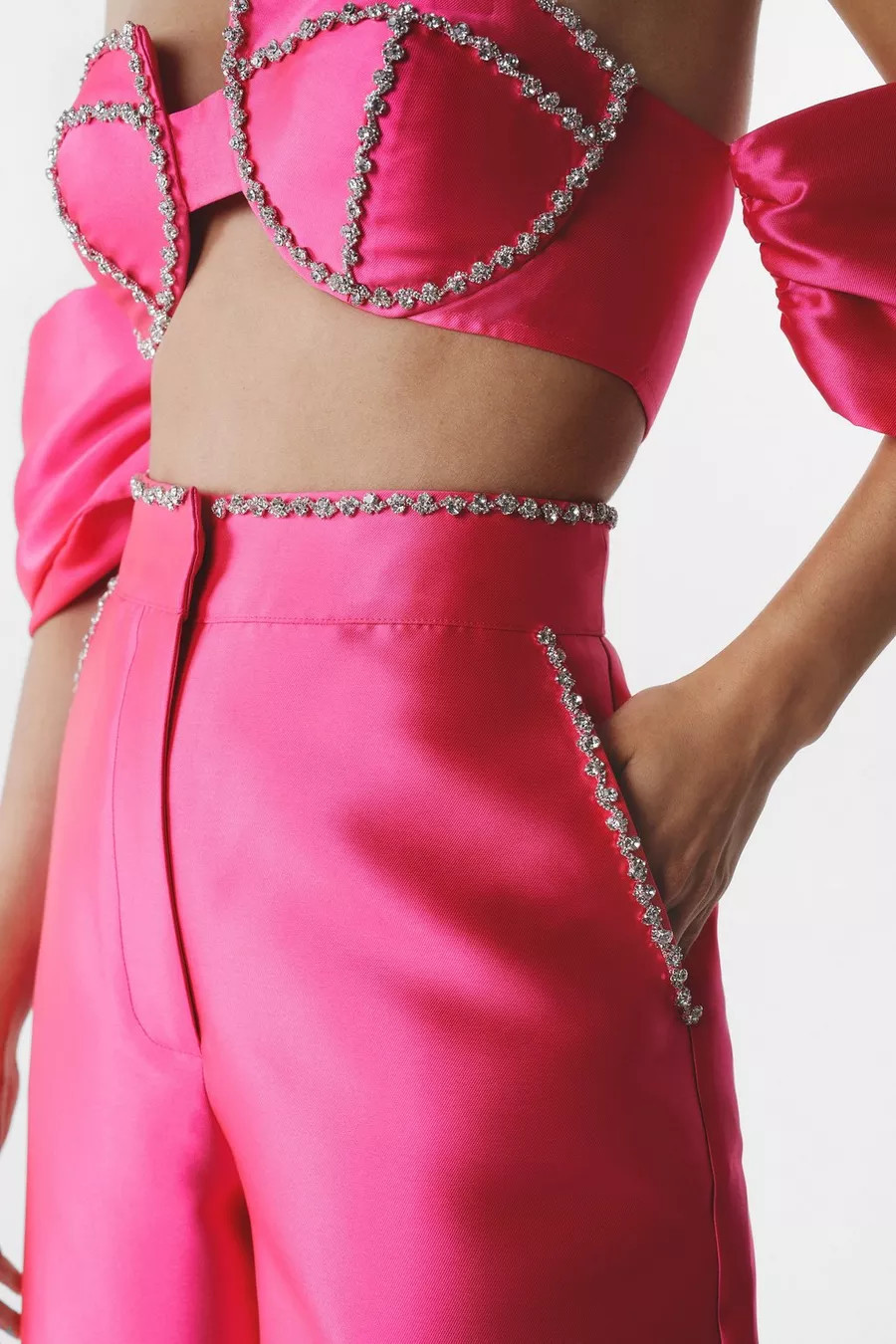 Diamante Embellished Wide Leg Trousers | Nasty Gal (US)