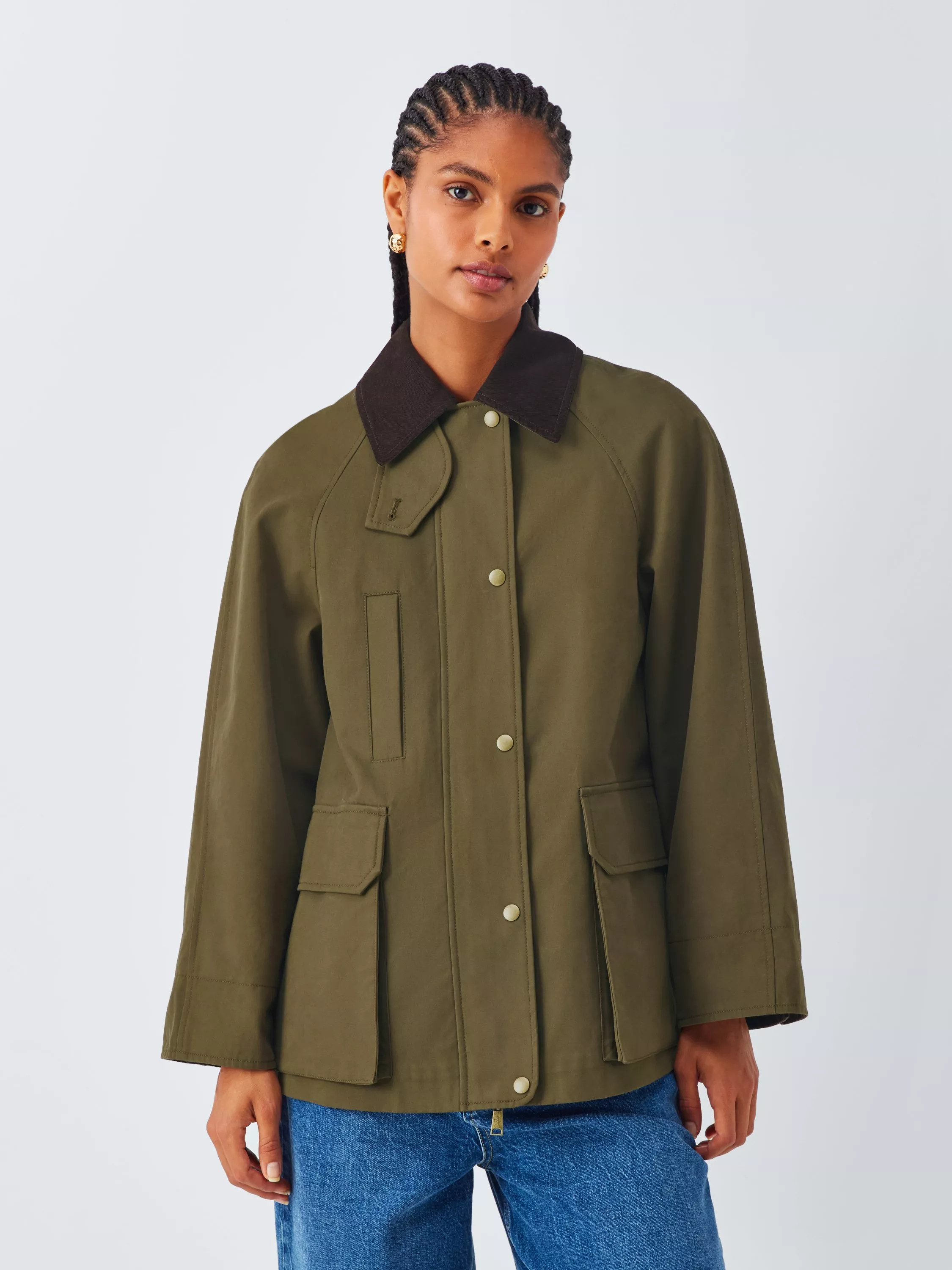 John Lewis Shower Resistant Cotton Barn Jacket, Khaki | John Lewis (UK)