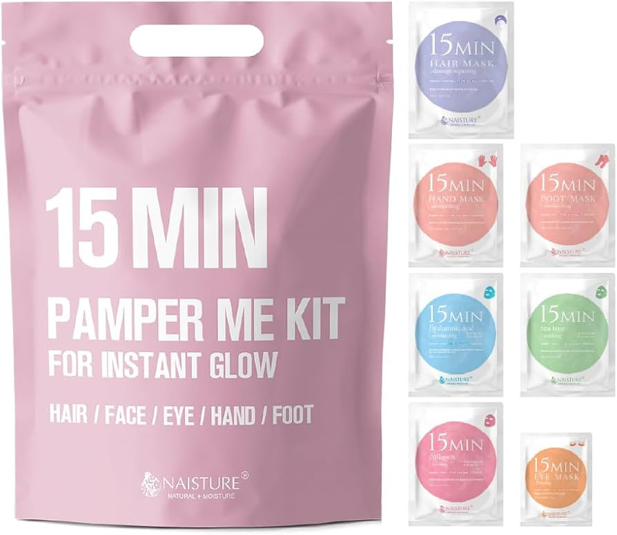 15 MIN PAMPER ME KIT FOR INSTANT GLOW - Hair Mask, Face Mask, Eye Mask, Hand Mask, Foot Mask Set ... | Amazon (US)