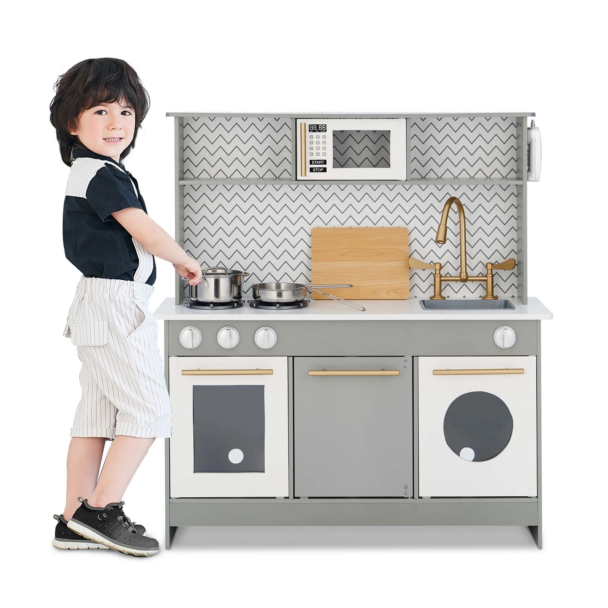 Teamson Kids Little Chef Berlin Modern Play Kitchen Set with 6 Accessories, Gray/White - Walmart.... | Walmart (US)