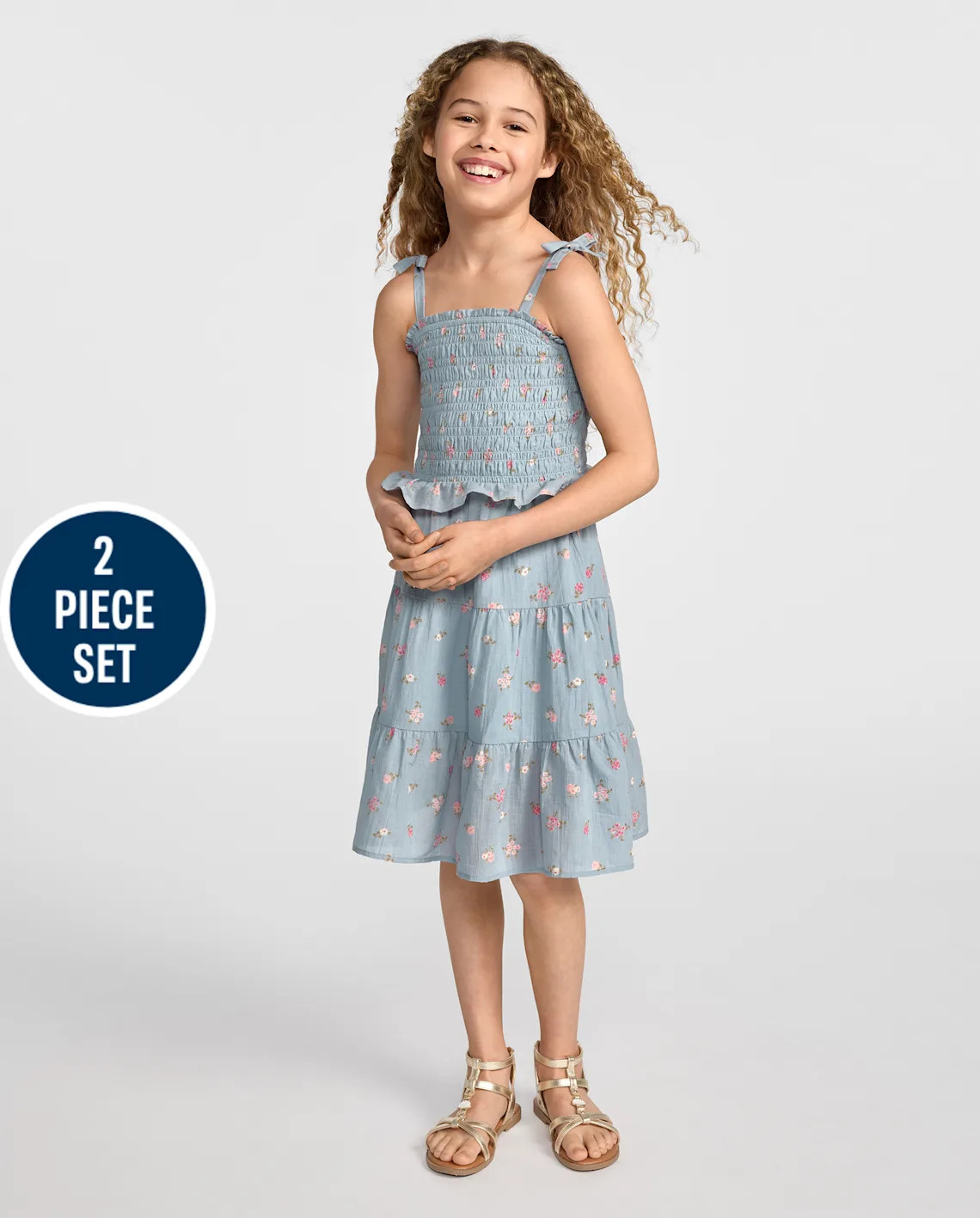 Girls Floral Textured 2-Piece Outfit Set - blue | The Children's Place