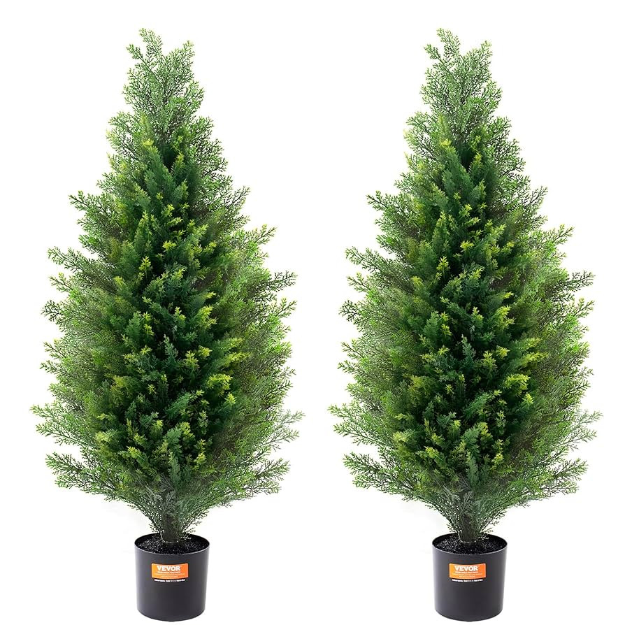 VEVOR Artificial Cedar Topiary Tree, 36 inch Tall (2 Pieces), with Extra Leaves & Pot Faux Evergr... | Amazon (US)