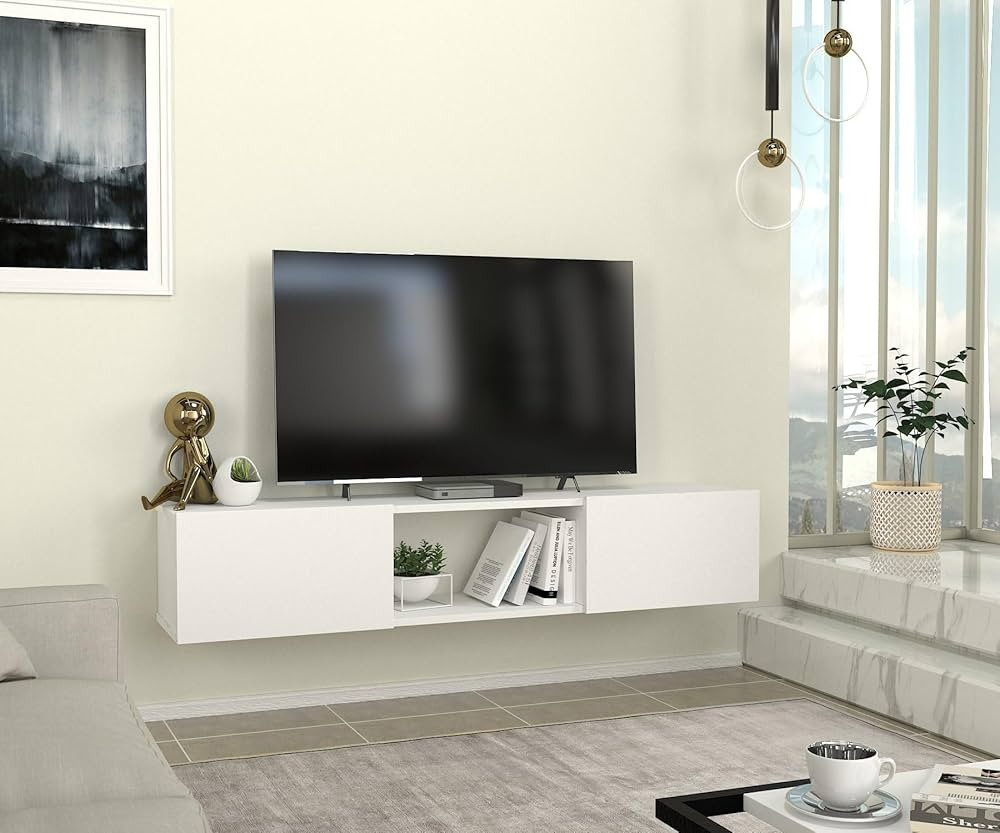 DORPEK - Soporte de TV de segmento blanco, unidad flotante para televisores de hasta 65 pulgadas,... | Amazon (US)
