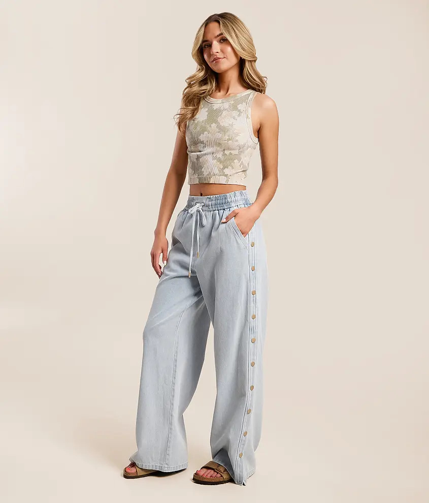 High Rise Wide Leg Baggy Side Snap Jean | Buckle