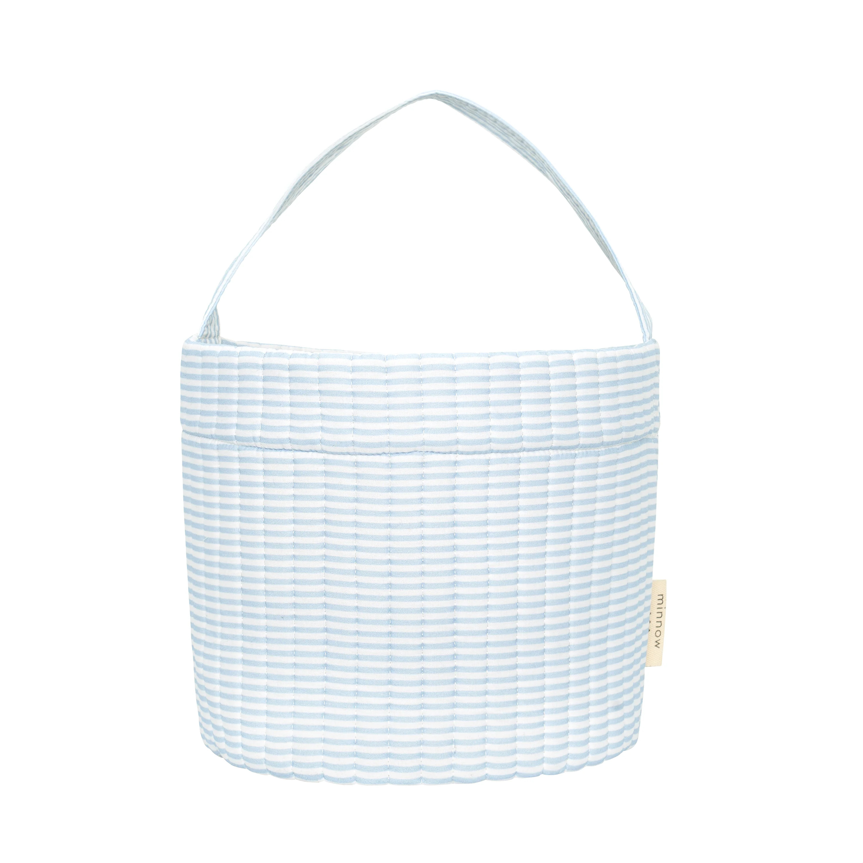 powder blue stripe quilted easter bucket | minnow