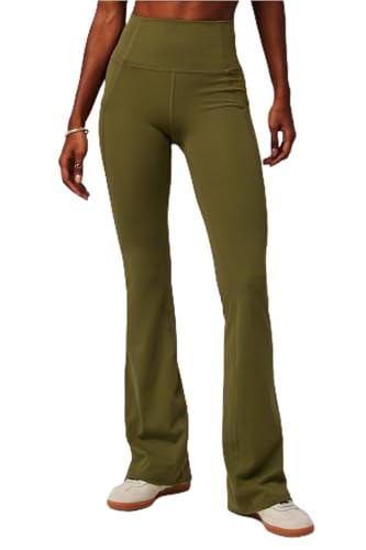 Fabletics Women's Oasis Pureluxe High-Waisted Pocket Kick Flare, Light Compression, Buttery Soft, XL, Utility Green | Amazon (US)