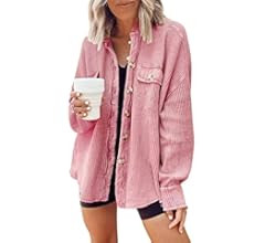 Ru Sweet Women's Loose Fit Batwing Sleeve Waffle Knit Button Down Shirt Shacket Tops | Amazon (US)