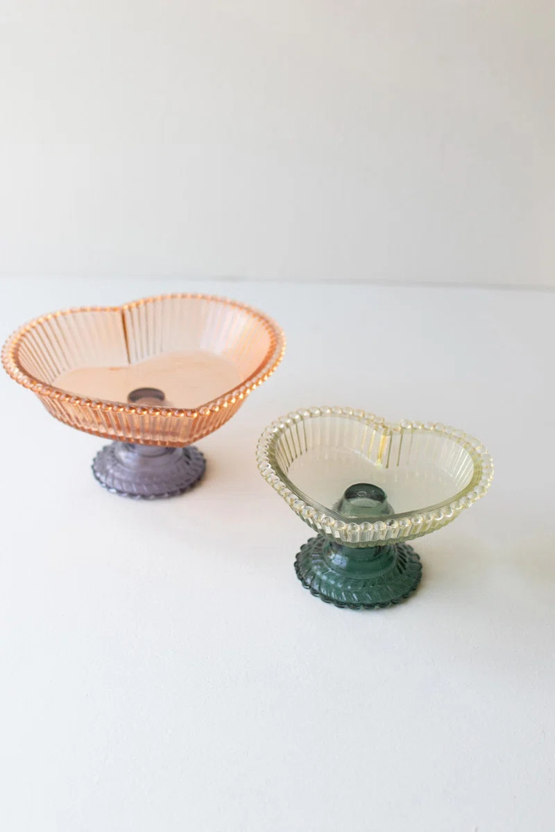 Set of Two Glass Heart Glaser (Set of 2) | Wayfair North America