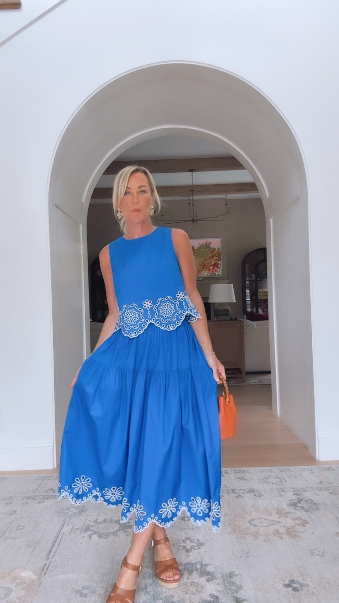 I mean how gorgeous is this blue eyelet set?! Swooning!
Top: XS
Skirt: XS

#LTKootd #LTKSeasonal #LTKOver40