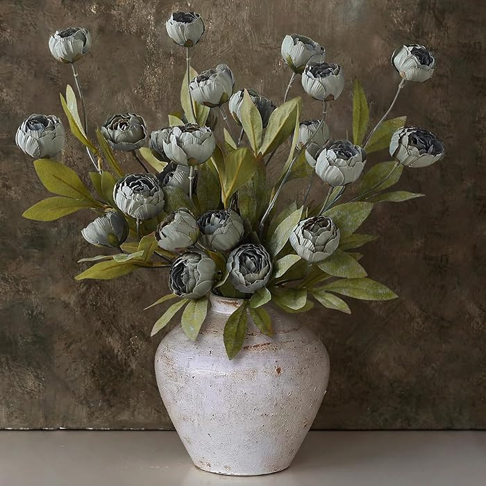 VIERENA 12 Pcs Faux Silk Peony Artificial Flowers for Vase -27", Bulk Fake Peonies Branches with ... | Amazon (US)