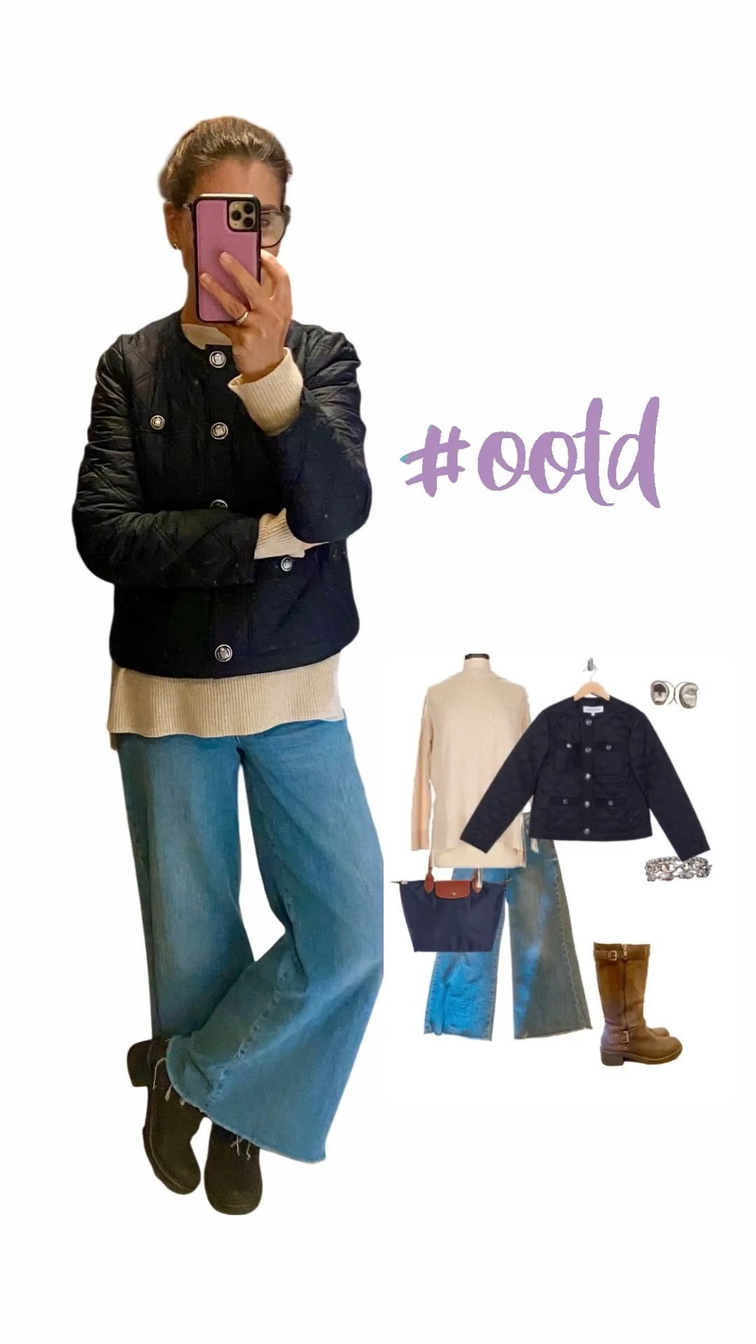 If you love the layered look of this quilted crop jacket ( low stock, Veronica Beard) i found a similar style at Marine Layer (TTS) in 2 colors, and on sale! I linked her below….

Rainy OOTD: wide leg jean + cashmere tunic + crop quilted jacket + lug sole boots + Longchamp le pilage large tote.

#LTKSaleAlert #LTKOver40 #LTKootd
