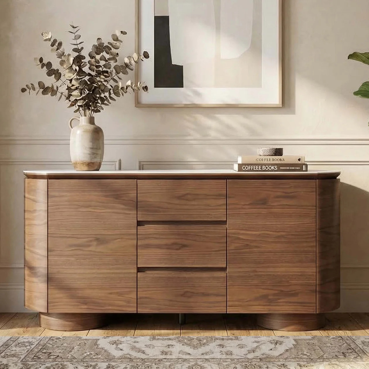 63" Todd Walnut Sideboard with Cylindrical Base | Chita